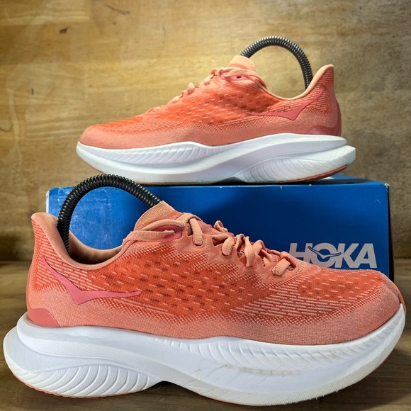 Hoka One One Shoes - Hoka One One Mach 6 LA Womens Size 7.5 Running Shoes Sneakers Guava White